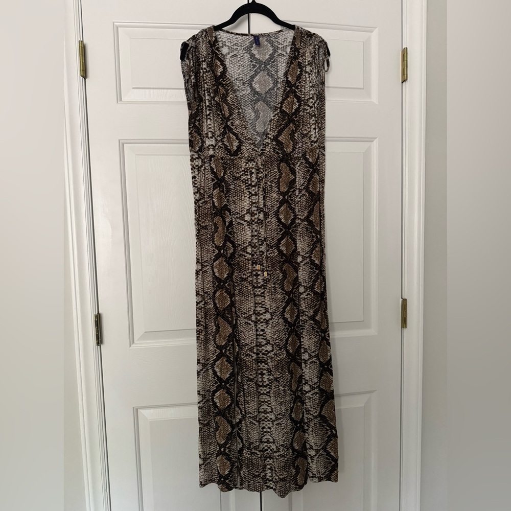 🐍 MAR Snake Print Deep V Double Slit Maxi Dress - M/L